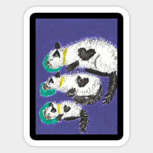 Cat family dinner art painting Sticker